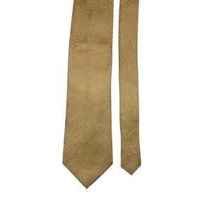 Vesuvio Napoli Mens Gold Paisley Necktie 100% Polyester Business Attire